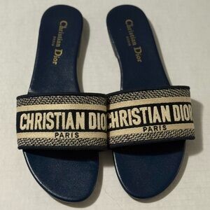 Dior Black and Cream Slide Sandals